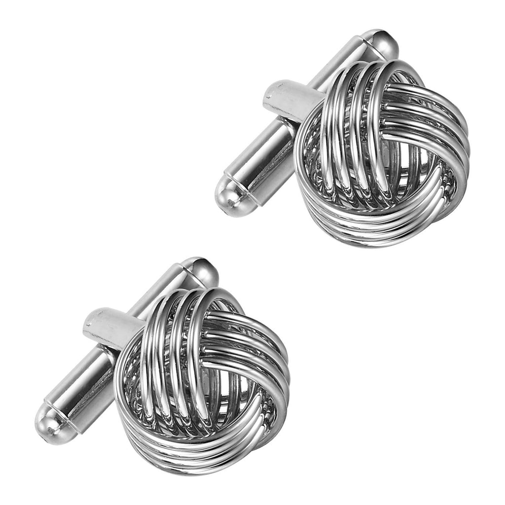Unique Stainless Steel Knot Cufflinks for Men by (Silver)