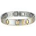 Baseball Magnetic Men's Link Bracelet 316L Stainless Steel 9.05 inch Silver & Gold Tone Bangle