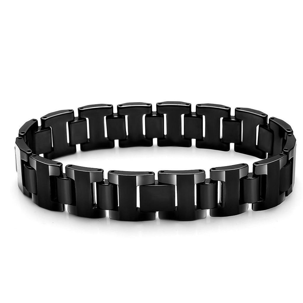 Stylish Black Solid Tungsten 8.3 Inches Link Bracelet for Men
