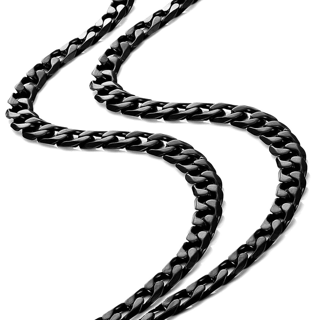 Powerful Mens Necklace Black 316L Stainless Steel Chain 18, 21, 23, 26 Inches (6mm)
