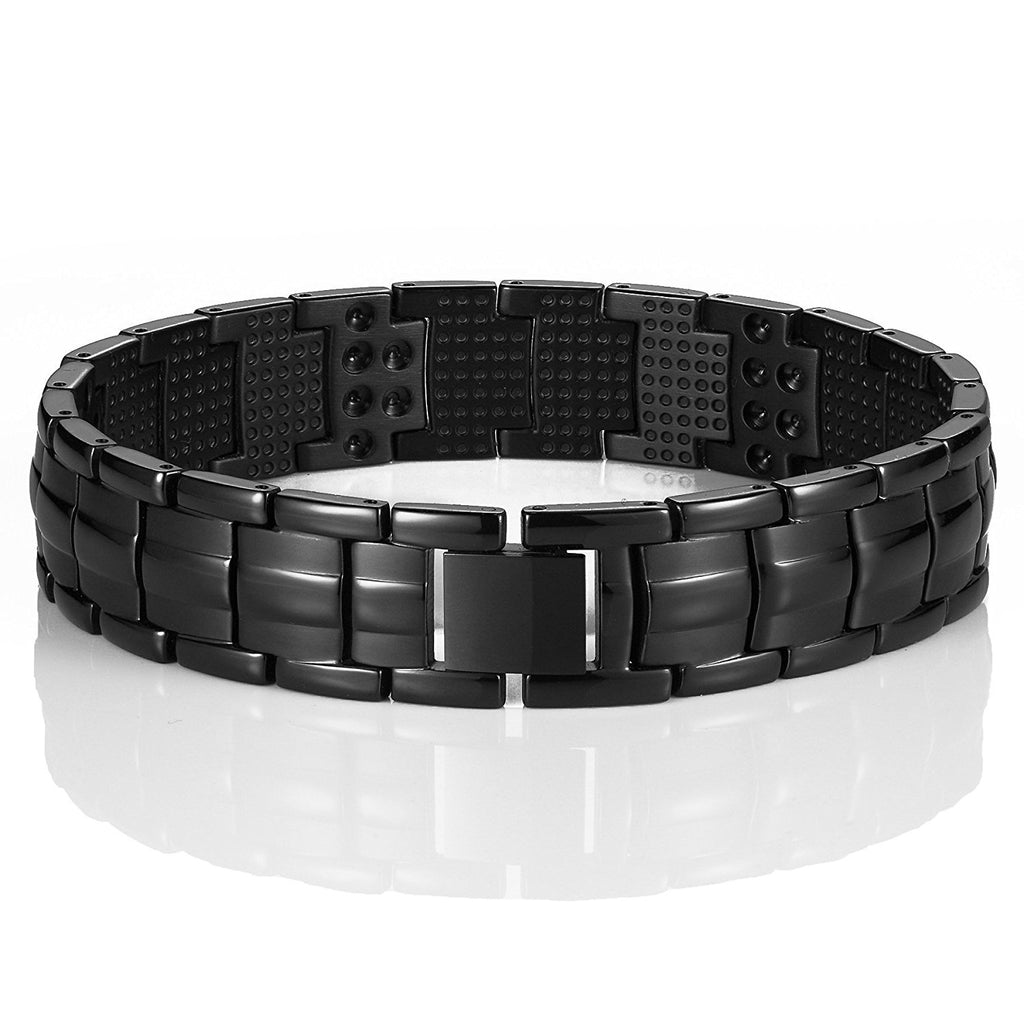 Men's Black Link Bangle Titanium Bracelet 8.66 inch Matches any Attire Perfect for a Gift