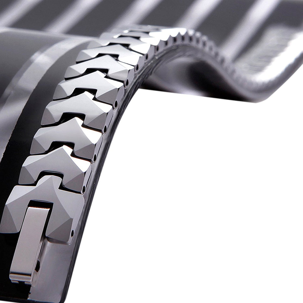 Unique Solid Tungsten Puzzle Pieces Style Mens Link Bracelet (Silver, 10mm)