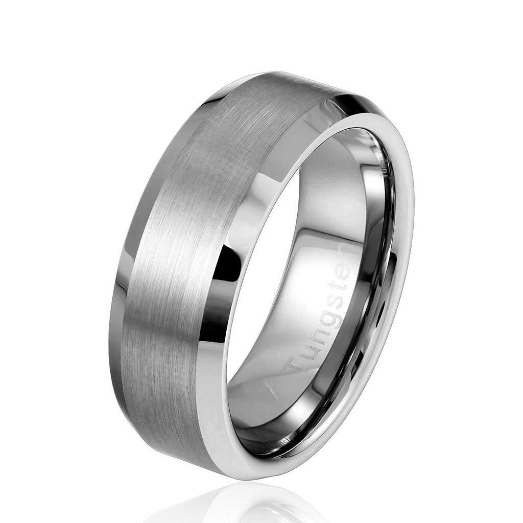 Solid Tungsten Silver Wedding Engagement Ring Band for Men