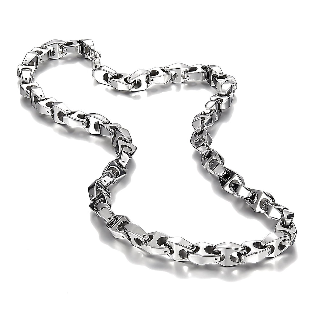 Unique Astro Snake 22 Inches Men's Silver Toned Tungsten Link Necklace Chain (Heavy, Solid)