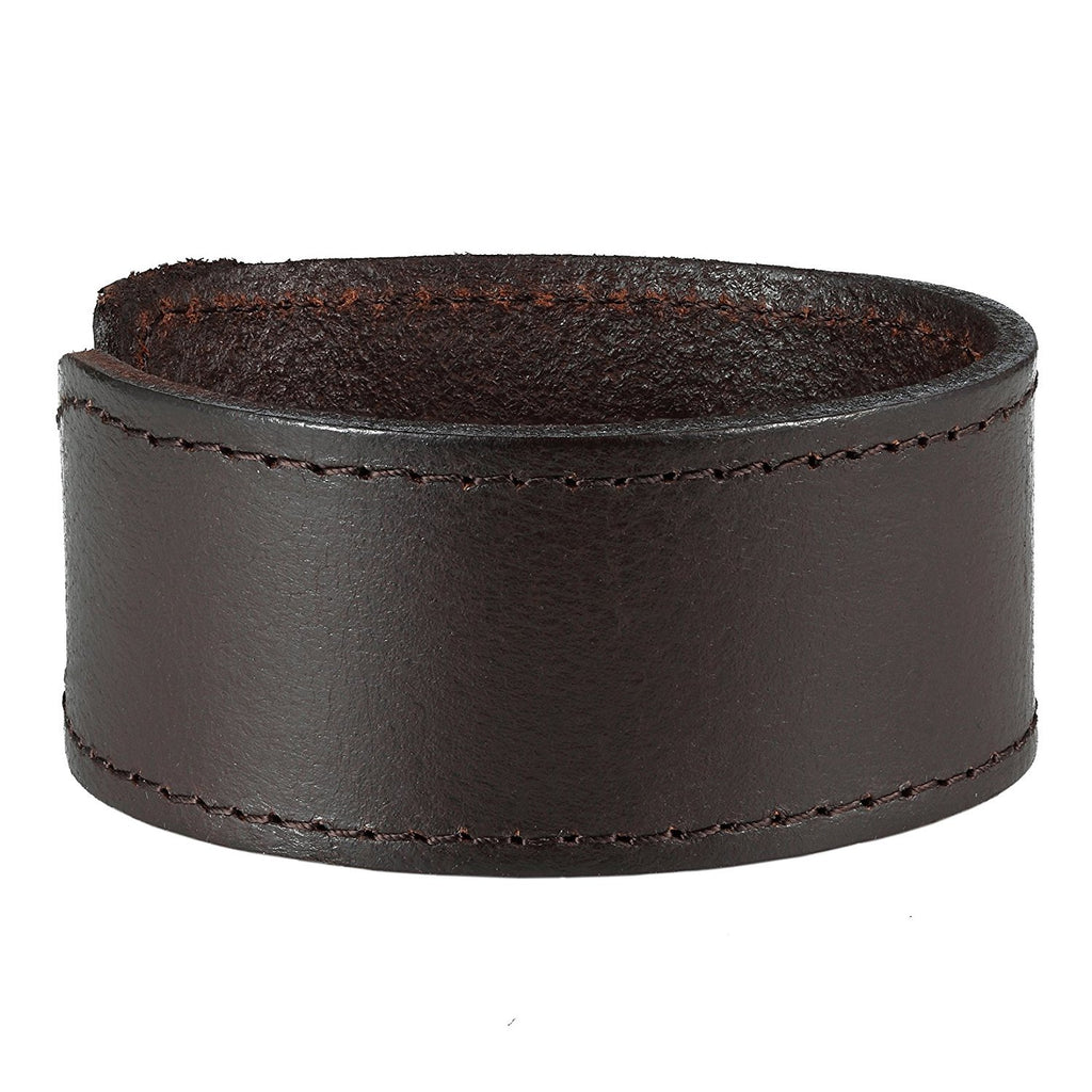Brown Genuine Leather Cuff Bangle Men's Bracelet (adjustable 7.1 to 9.05 inches)
