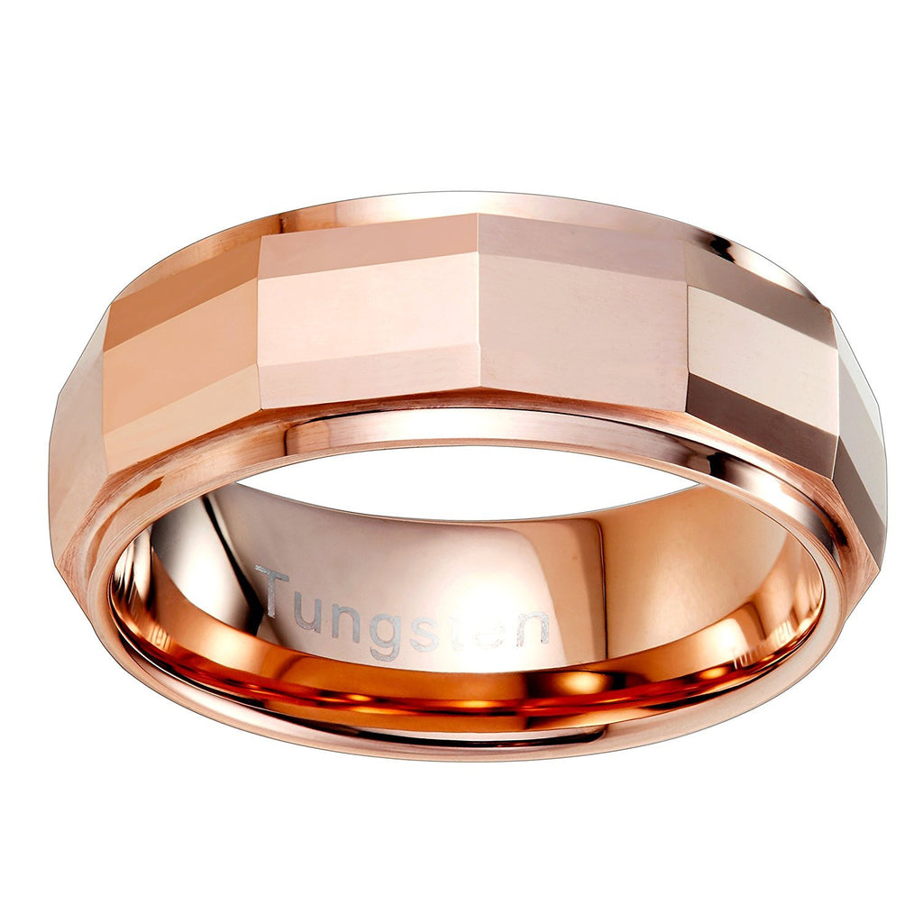 Stylish Solid Tungsten Matrix Bronze Metal Ring Wedding Engagement 8 mm Band for Men