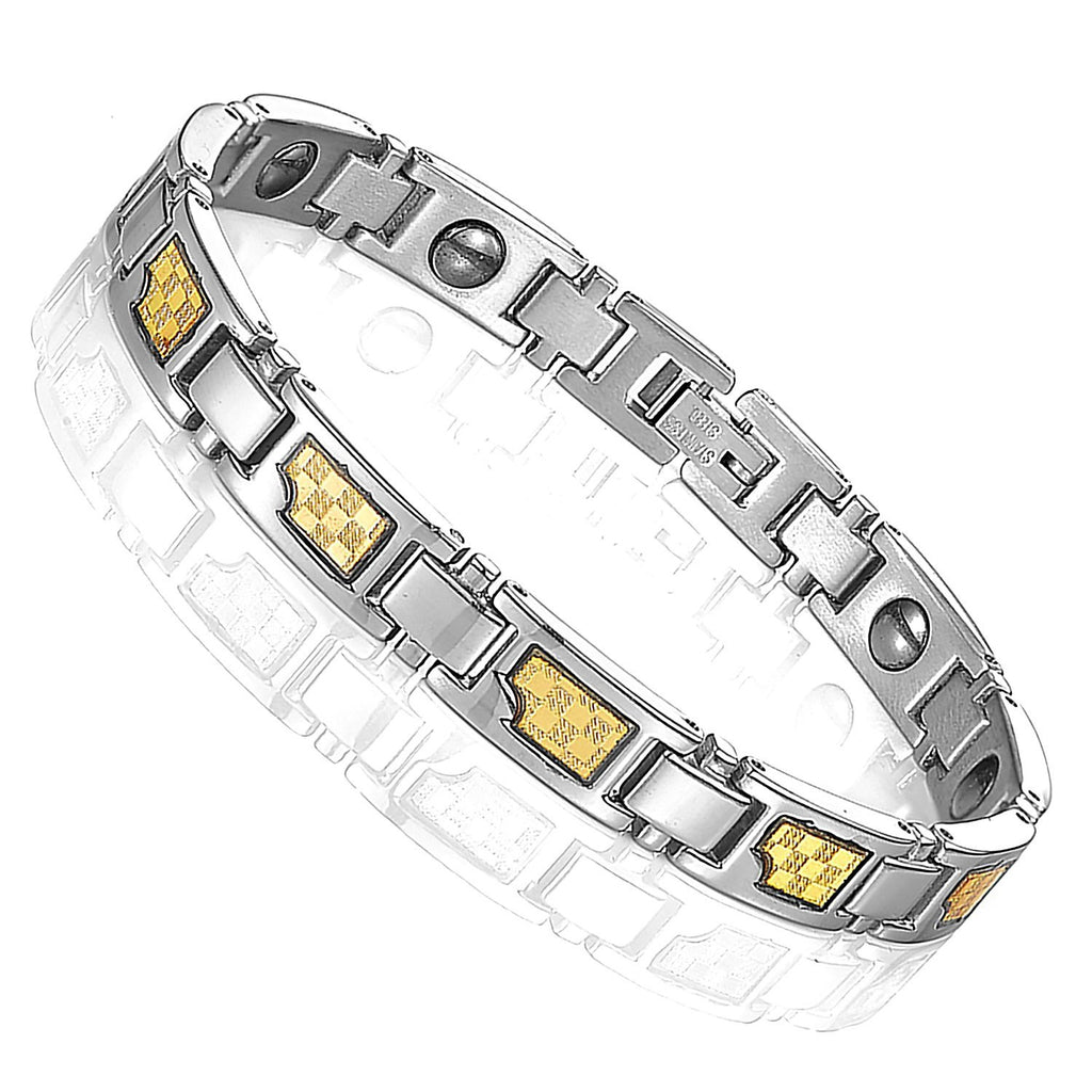 Elegant Men's Titanium Magnet Link Bracelet 8.5 inch (Silver, Gold)