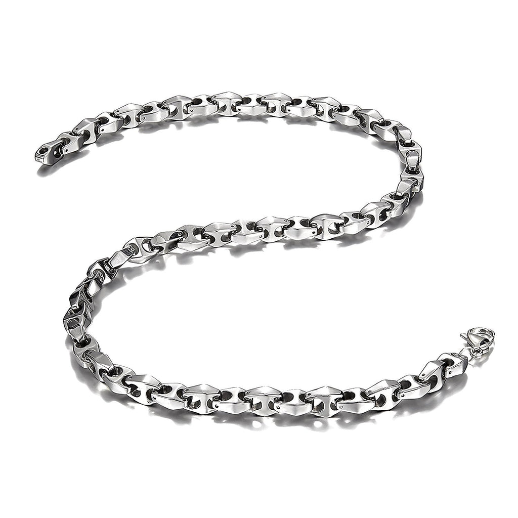 Unique Astro Snake 22 Inches Men's Silver Toned Tungsten Link Necklace Chain (Heavy, Solid)