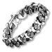 8.6 Inches Stainless Steel Silver Tone Mini Skull Heads Link Chain Bracelet for Men