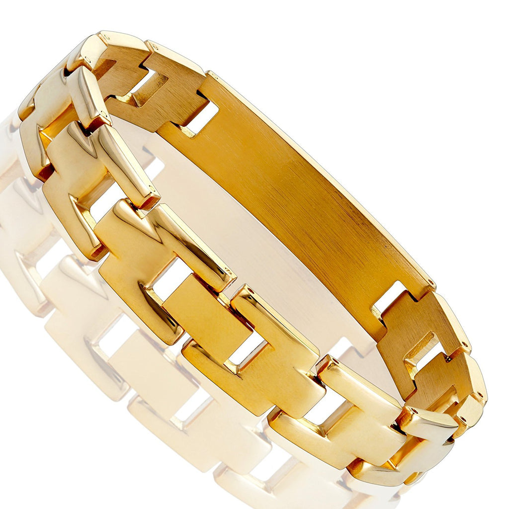 Lords Prayer Cross - 316L Stainless Steel Link Bangle Bracelet for Men