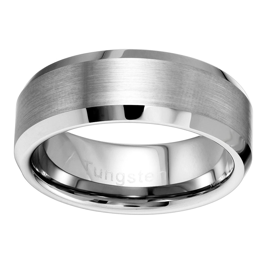 Solid Tungsten Silver Wedding Engagement Ring Band for Men
