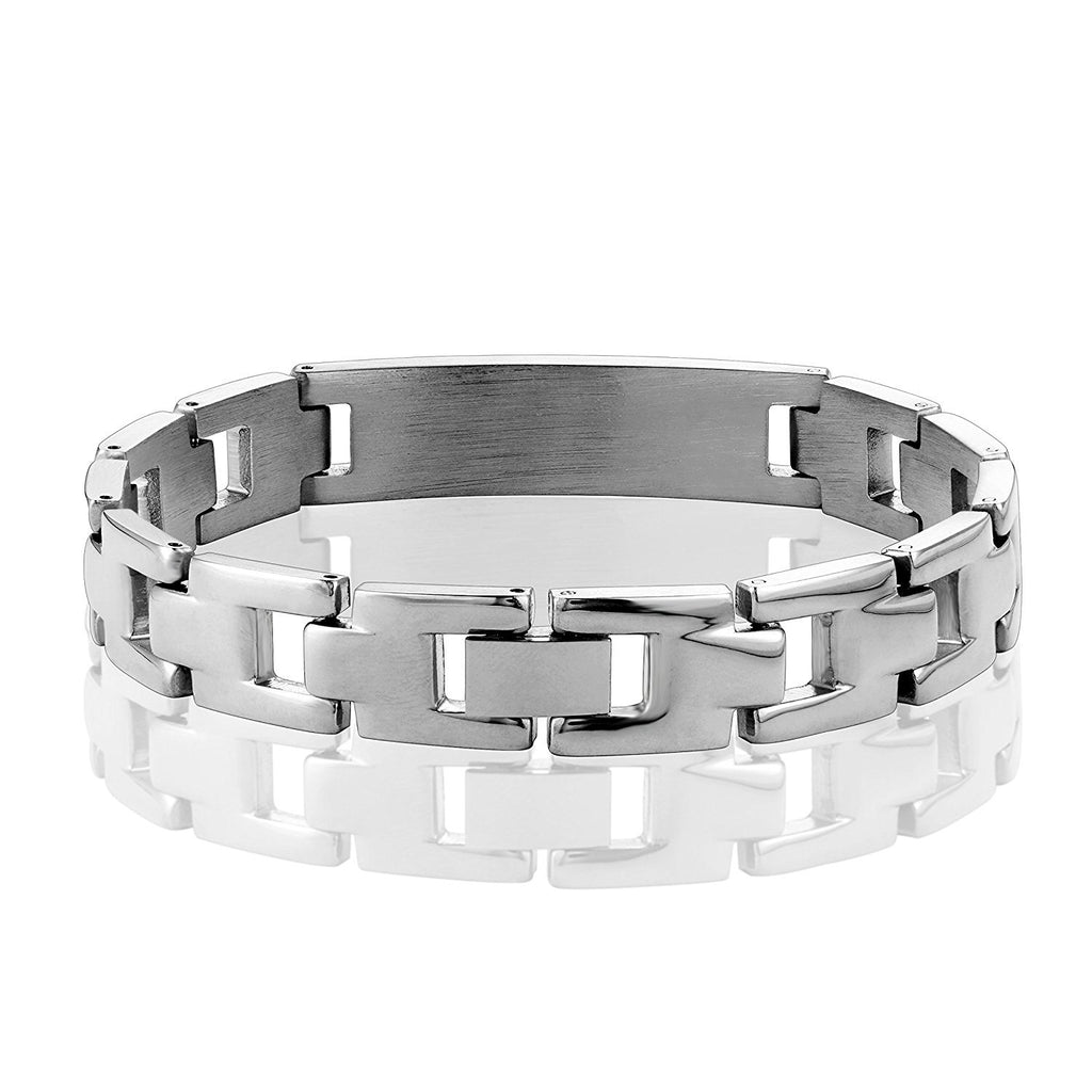Lords Prayer Cross - 316L Stainless Steel Link Bangle Bracelet for Men