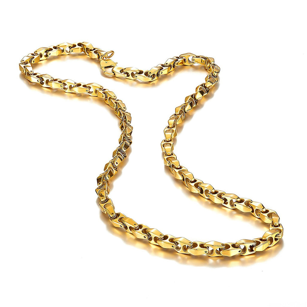 Unique Astro Snake 22 Inches Men's Tungsten Golden Toned Link Necklace Chain (Heavy, Solid)
