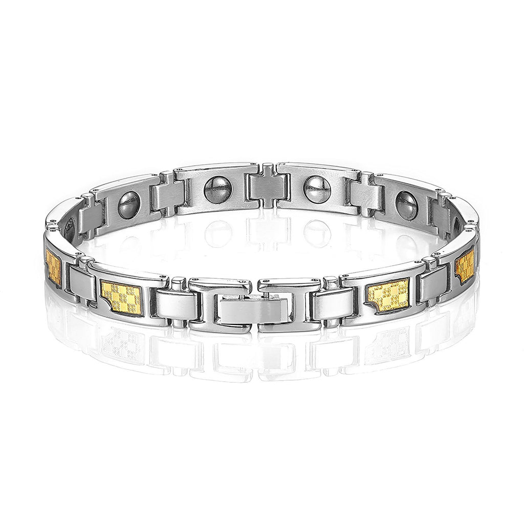 Elegant Men's Titanium Magnet Link Bracelet 8.5 inch (Silver, Gold)