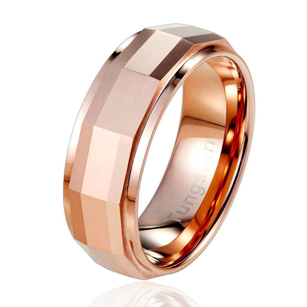 Stylish Solid Tungsten Matrix Bronze Metal Ring Wedding Engagement 8 mm Band for Men