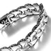 Beautiful Fleur De Lis Stainless Steel Link Bracelet for men (Silver,  8.5 Inches)