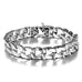 Beautiful Fleur De Lis Stainless Steel Link Bracelet for men (Silver,  8.5 Inches)