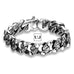 8.6 Inches Stainless Steel Silver Tone Mini Skull Heads Link Chain Bracelet for Men