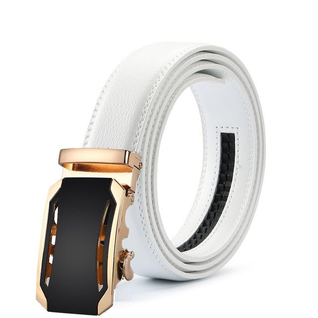 White & Gold Leather Suit Belt