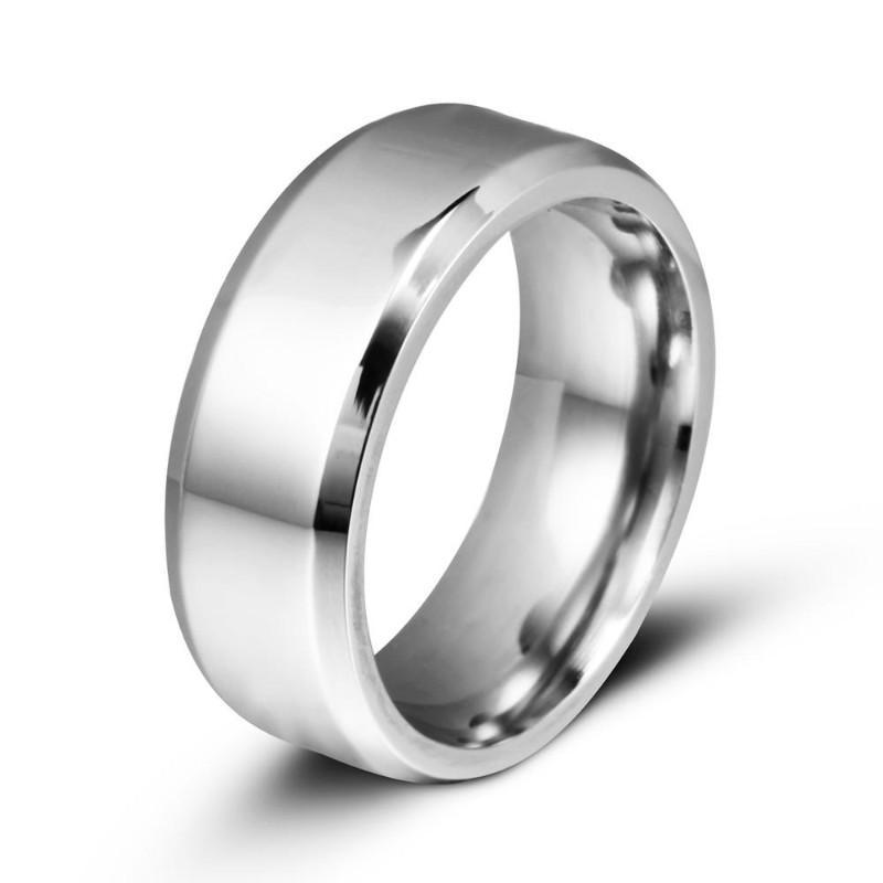 Matte Silver Titanium Steel Ring Band