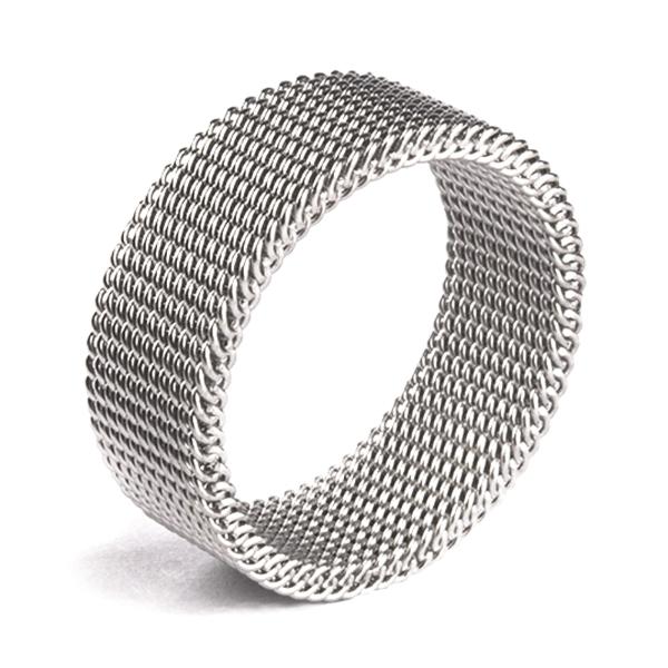 Flexible Steel Mesh Ring in Silver (Unisex) - Tiffany's Style