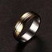 Silver & Gold Candy Stripes Ring Band - Stainless Steel