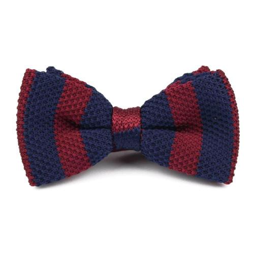 Knitted Bow Tie Navy/Red