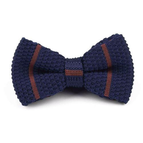 Knitted Bow Tie Navy/Brown
