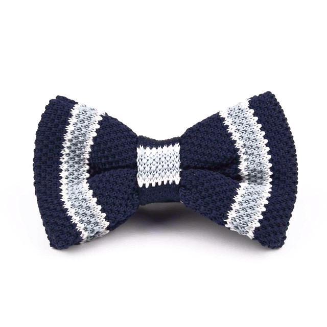 Knitted Bow Tie Navy/Grey