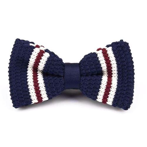 Knitted Bow Tie Navy/White