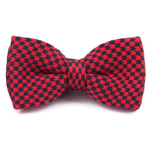 Knitted Bow Tie Red/Navy