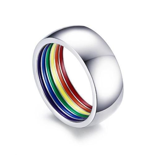 LGBT Pride Ring / Wedding Band in Silver with Rainbow Inner Shank