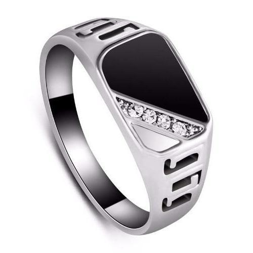 Silver & Black Pave Diamond Signet Ring