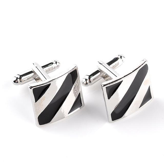 Cufflinks Platinum Obsidian Stripe