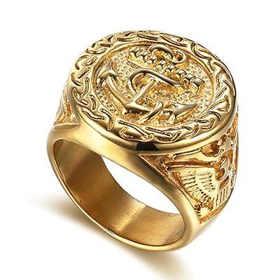 Heavy Gold Signet Biker Ring