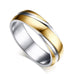 Silver & Gold Candy Stripes Ring Band - Stainless Steel