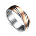 Silver & Gold Candy Stripes Ring Band - Stainless Steel
