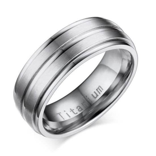 Silver Channeled Titanium Ring