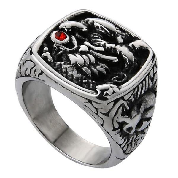 Gothic Dragon Signet Ring Silver