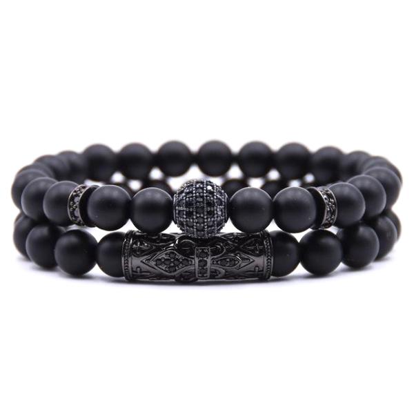 Matte Black Bracelet Set - 2 Styles