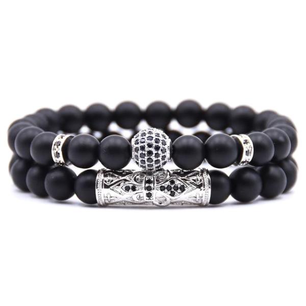 Matte Silver Bracelet Set - 2 Styles