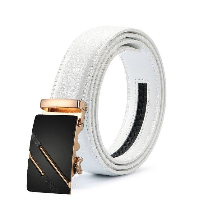 White & Gold Leather Suit Belt