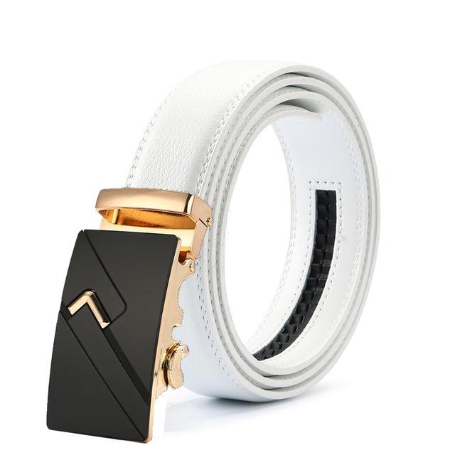 White & Gold Leather Suit Belt