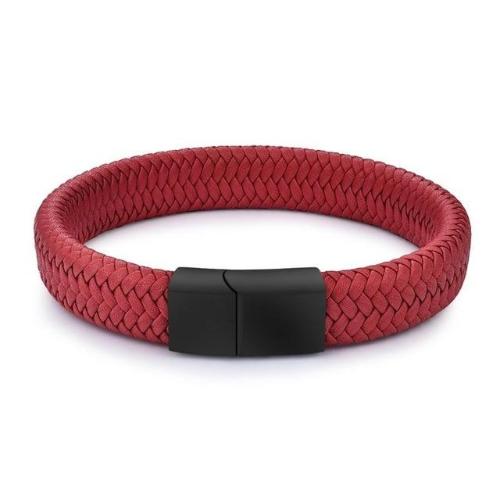 Red Braided Leather Bracelet