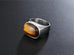 Huge Vintage Style Silver Men's Ring with Large Tiger Eye Stone