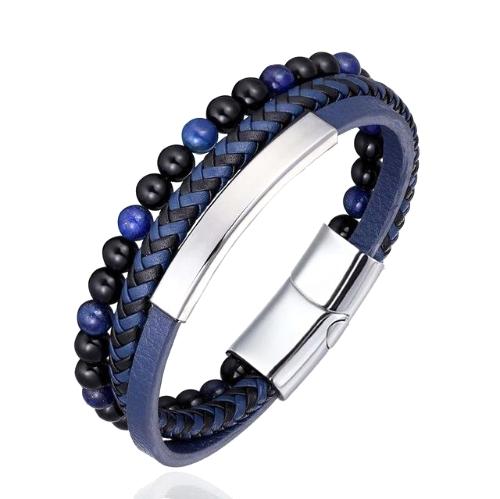 Blue 3-Layer Beaded Leather Bracelet | 3 Styles