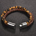 Brown Dual Beaded Leather Bracelet