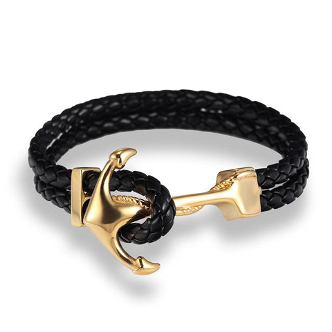 Gold Anchor Braided Bracelet