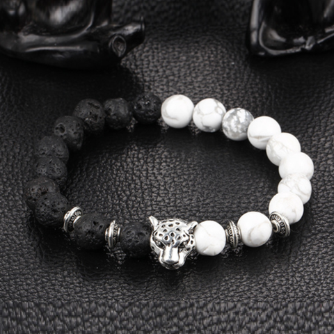 Leopard Head Lava Bracelet