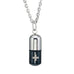 Mens Stainless Steel Pill Cross Necklace Pendant - Black & Silver,  21" Inches Chain